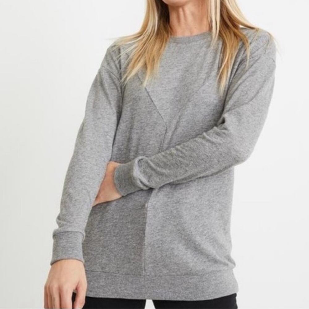 NEW MARINE LAYER Double Knit Crew Lina Pullover Sweatshirt Gray SZ Medium NWOT